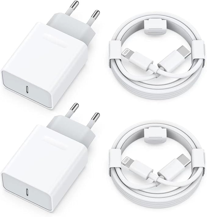 25W Schnellladegerät und Ladekabel für iPhone 14/14 Plus/14 Pro/14 Pro Max/13 12 11 SE, 4-Pack USB C Ladegerät 2M Schnellladekabel Stecker Netzteil Power Adapter Ladestecker Netzstecker