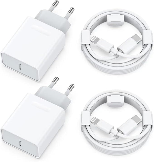 25W Schnellladegerät und Ladekabel für iPhone 14/14 Plus/14 Pro/14 Pro Max/13 12 11 SE, 4-Pack USB C Ladegerät 2M Schnellladekabel Stecker Netzteil Power Adapter Ladestecker Netzstecker