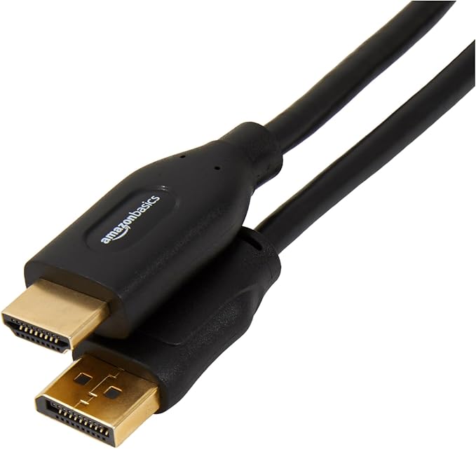 Amazon Basics DisplayPort (Quelle) auf HDMI (Display)-Kabel, unidirektional, 4K bei 30 Hz, 1920 x 1200, 1080 P, vergoldete Stecker, 1.8 m, Schwarz