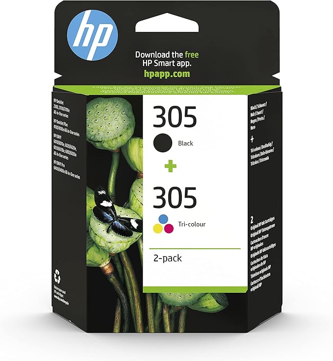 HP 305 (6ZD17AE) Original Druckerpatrone,1xSchwarz,1xFarbe für HP DeskJet 2300, 2700, 2800, 4100, 4200 series,HP DeskJet Plus 4100 series, HP ENVY 6010,6020,6030,6400 series, HP ENVY Pro 6400 series