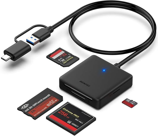 Speicherkartenleser, BENFEI 4 in 1 USB USB-C auf SD Micro SD MS CF Kartenleser Adapter