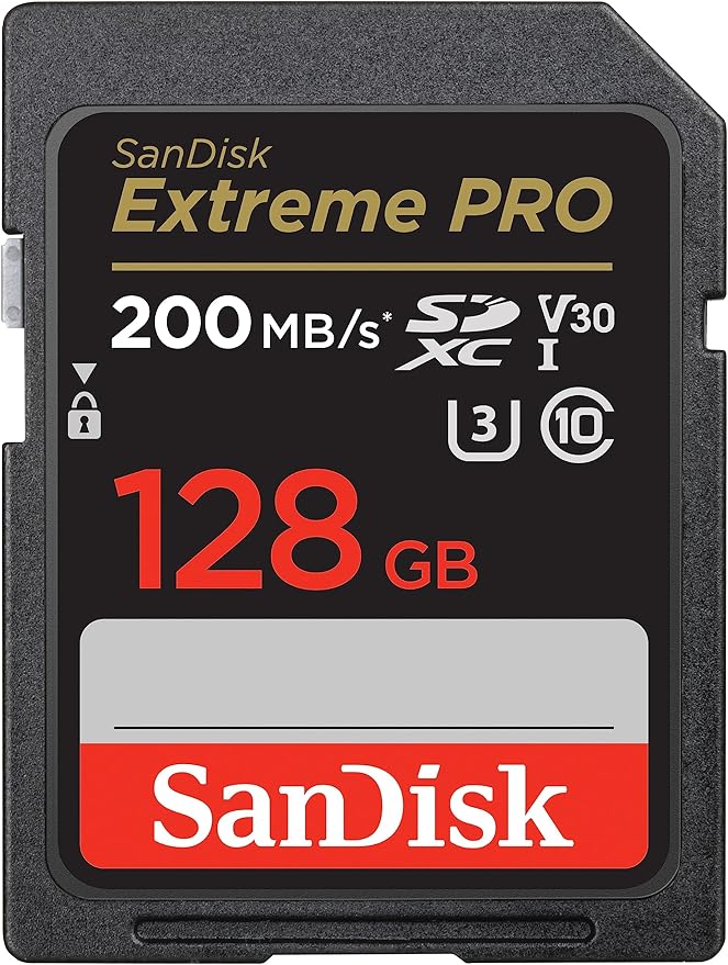 SanDisk Extreme PRO SDXC UHS-I Speicherkarte 128 GB (V30, Übertragungsgeschwindigkeit 200 MB/s, U3, 4K UHD Videos, SanDisk QuickFlow-Technologie, temperaturbeständig)