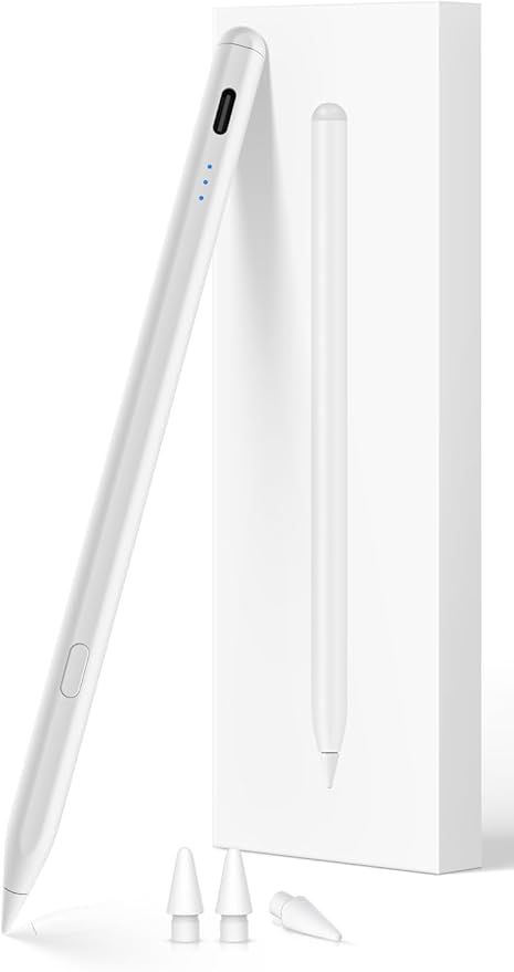 Stylus Stift für iPad 2018-2025 mit USB-C Schnellladeleistung, Palm Rejection und Neigungssensitivität Pencil für ipad 11/10/9/8/7/6, iPad mini 7/6/5, iPad Air M3/M2/5/4/3, i-Pad Pro M4 13"/12.9′′/11′′