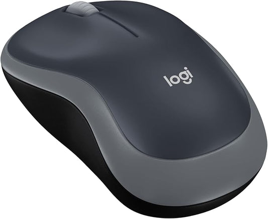 Logitech M185 Kabellose Maus, 2,4 GHz mit USB-Nano-Empfänger, 12 Monate Batterielaufzeit, 1000 DPI Optical Tracking, Für Links- und Rechtshänder, Kompatibel mit PC, Mac, Laptop - Grau