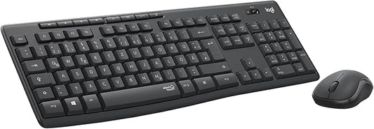 Logitech MK295 kabelloses Tastatur-Maus-Set mit SilentTouch-Technologie, Shortcut-Tasten, optischer Spurführung, Nano USB-Empfänger, verzögerungsfreier Drahtlosverbindung, QWERTZ layout - Graphit, PC