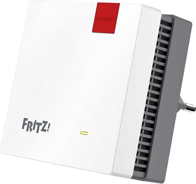 Fritz!Repeater 1200 AX (Wi-Fi 6 Repeater mit Zwei Funkeinheiten: 5 GHz-Band (bis zu 2.400 MBit/s), 2,4 GHz-Band (bis zu 600 MBit/s), deutschsprachige Version)