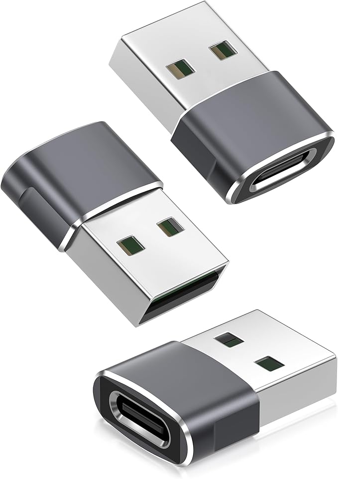 Basesailor USB auf USBC Adapter für iPhone 16 16e 15 14 Pro Max Plus 3 Pack,Typ C Buchse zu USB-A Stecker Ladegerät Netzteil für iPad 10 Mini 7 Air 6,Apple Watch 8 9,Samsung Galaxy S25 A55 Ultra,17