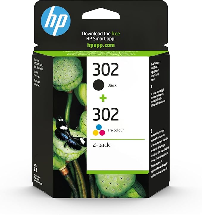 HP 302 (X4D37AE) Original Druckerpatronen, Black + Tri-color, 2er Pack für HP DeskJet 1100, 2300, 3600, 3800, 4600 series, HP ENVY 4500 series, HP OfficeJet 3800 Serie