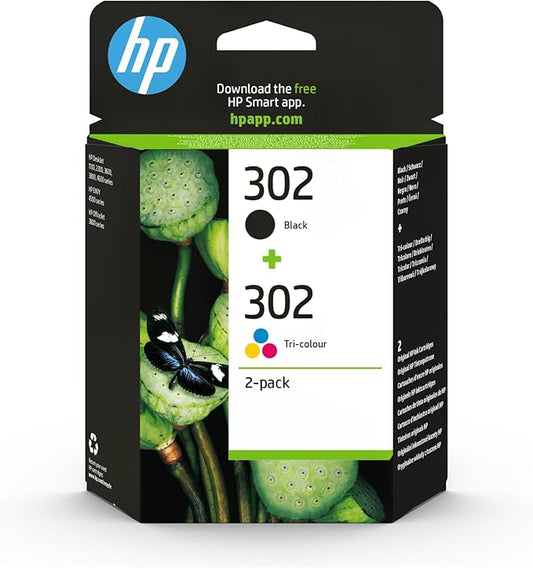 HP 302 (X4D37AE) Original Druckerpatronen, Black + Tri-color, 2er Pack für HP DeskJet 1100, 2300, 3600, 3800, 4600 series, HP ENVY 4500 series, HP OfficeJet 3800 Serie