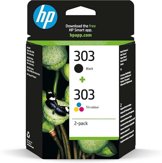 HP 303 (3YM92AE) Original Druckerpatronen 2 Count (Pack of 1) für HP ENVY 6200, 7100, 7134,7220e,7221e,7224e,7800,7900e Tango Printer.Schwarz - 1X 200 Seiten|Dreifarbig - 1 x 165 Seiten