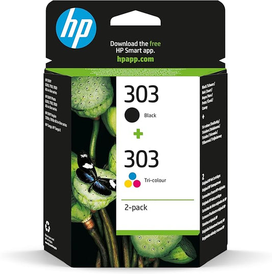 HP 303 (3YM92AE) Original Druckerpatronen 2 Count (Pack of 1) für HP ENVY 6200, 7100, 7134,7220e,7221e,7224e,7800,7900e Tango Printer.Schwarz - 1X 200 Seiten|Dreifarbig - 1 x 165 Seiten