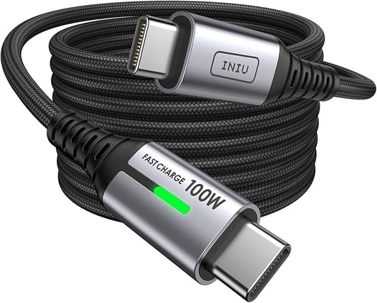 INIU USB C Kabel, 100W [2m] PD3.0 Schnellladekabel USB C auf USB C, Nylon Geflochten Ladekabel USB-C Ladegerät für iPhone 16 15 Pro Samsung Galaxy S23 S22 S21 Pixel 7 iPad Pro MacBook Air Tablets usw.