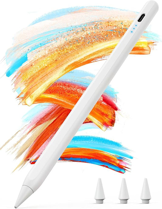 Kingone Stift für Apple iPad 2018-2025, 2X Schnellladung, kompatibel mit iPad 11/10/9/8/7/6, Pro M4/12.9/11/13", Air 3/4/5/M2/M3, mini 7/6/5, mit Magnetischer Haftung, Palm Rejection & Neigung.